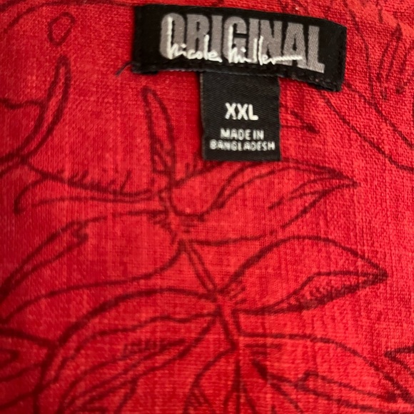 Nicole Miller Red V-Neck Dress Linen - Picture 4 of 6